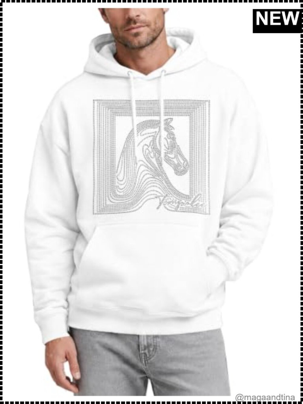 Men's Rhinestone Graphic Hoodie Long Sleeve Cotton Polyester Sweatshirt